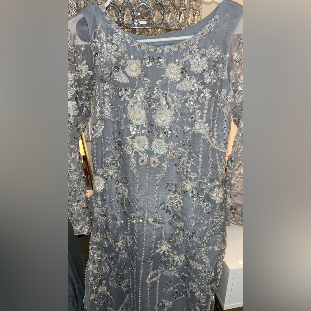 Elegant Silver Embellished Dress
